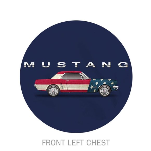 Mustang Car Flag Stacked T-Shirt - Picture 2 of 2